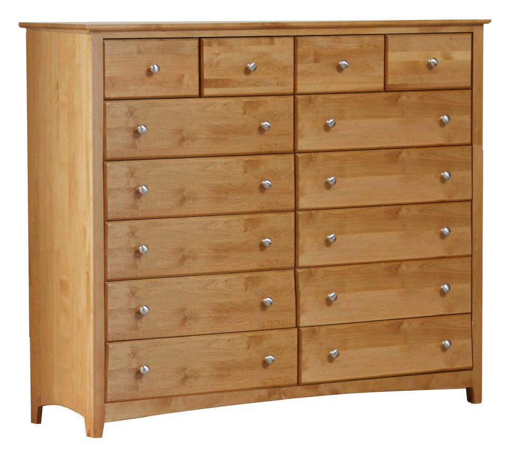 6114x Shaker 14 Drawer Dresser, Untreated Wood Dresser
