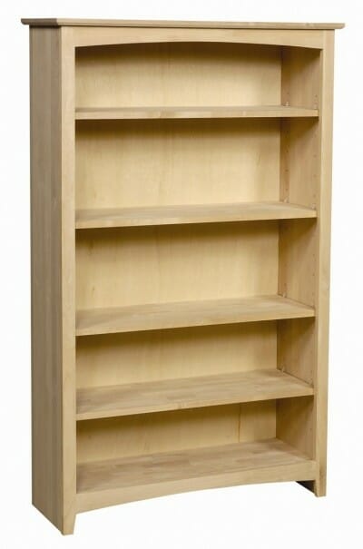 63660 36 X 60 Alder Shaker Bookcase, Unfinished Alder Wood Bookcases