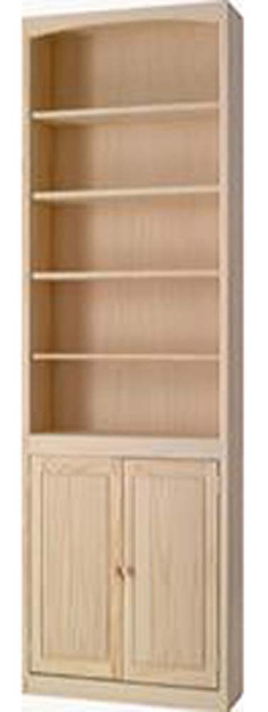 2472d Pine Bookcase 24 X 72 W Door, White Solid Wood Bookcase With Doors