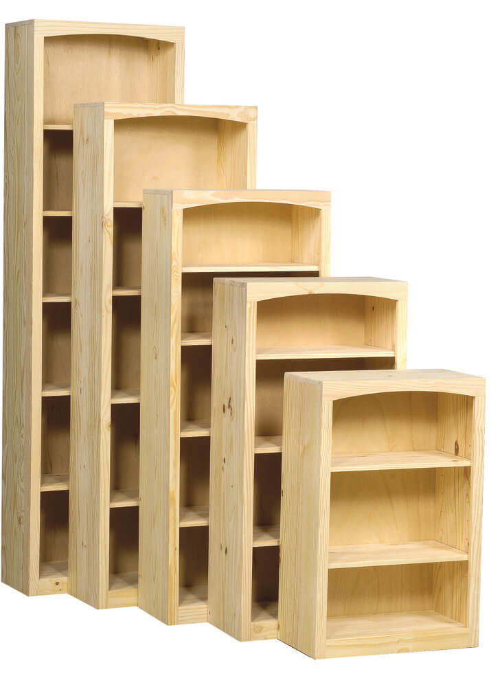 Pine Bookcases Finished Unfinished, Unpainted Wood Bookcases