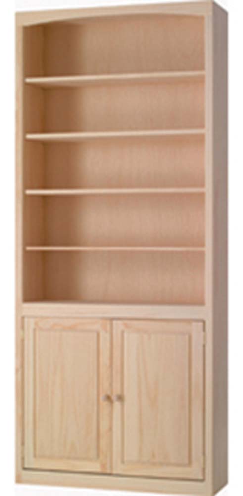 3672d Pine Bookcase 36 X 72 W Doors Unfinished Furniture Of