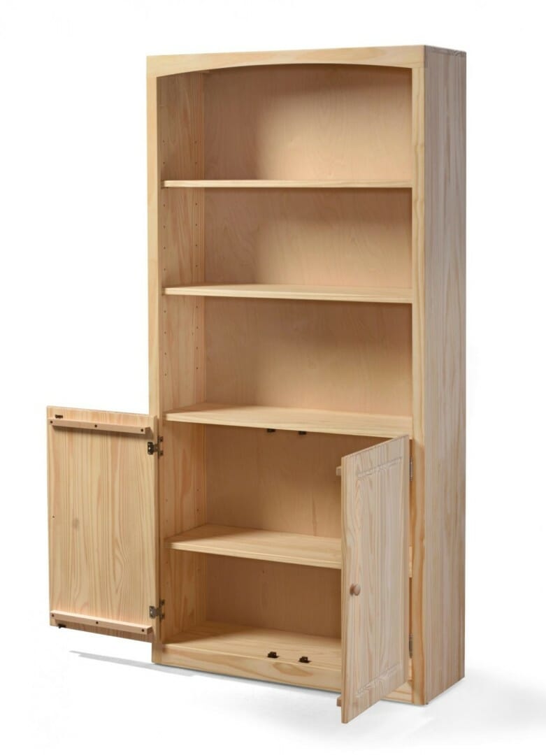 3672d Pine Bookcase 36 X 72 W Doors, Unfinished Pine Bookcases
