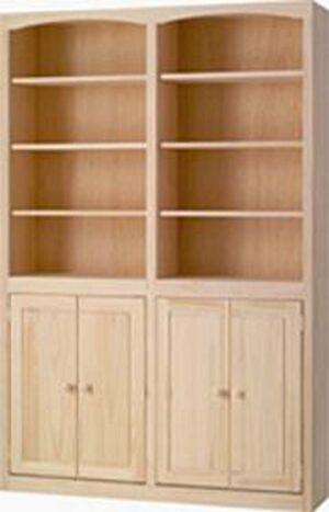 4872d Pine Bookcase 48 X 72 W Doors, 72 Inch Wood Bookcase