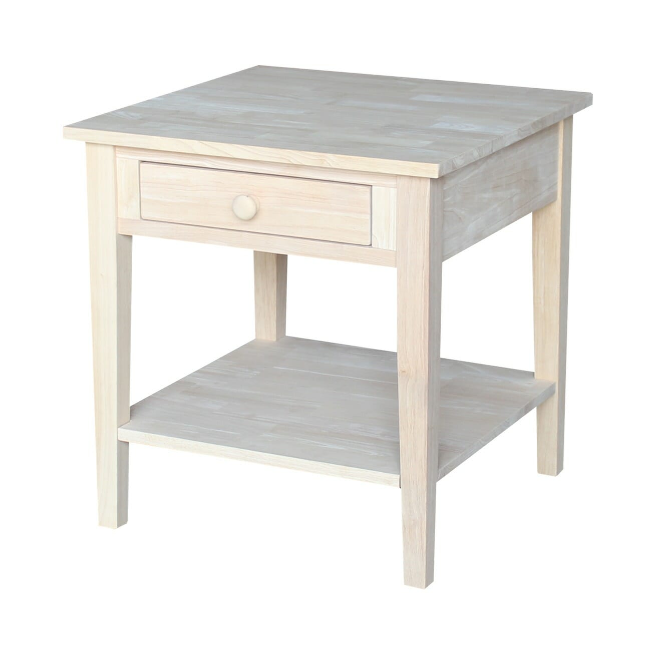 Ot 8e Spencer End Table With Drawer, Unfinished Wood Side Table