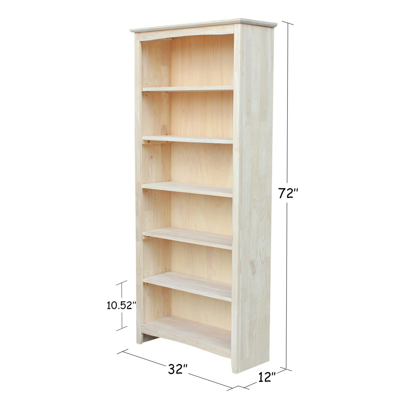SH-3227A 32" X 72" Tall Shaker Bookcase Unfinished ...