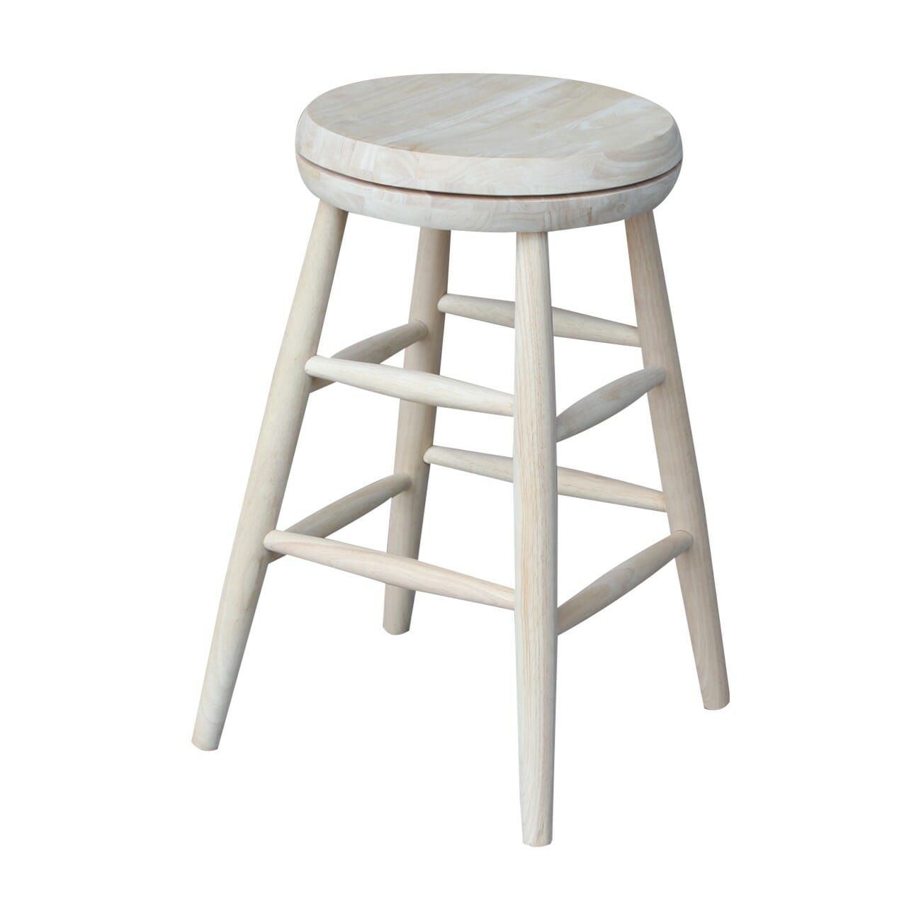 Parawood 24 Inch Tall Scoop Seat Swivel Counter Stool Unfinished Tap To Expand