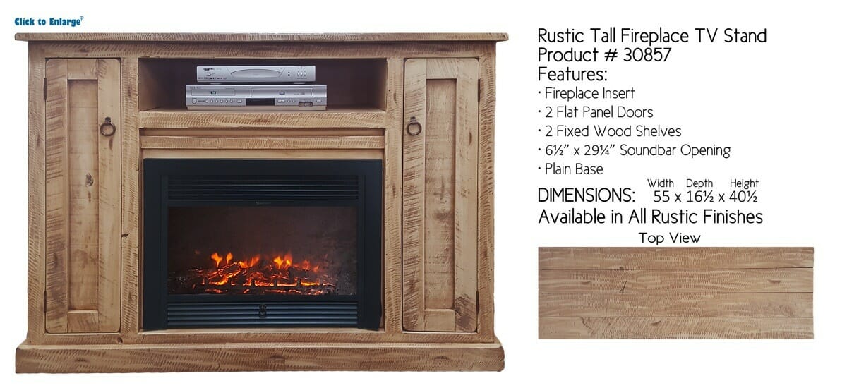 30857 Rustic 55" Wide Fireplace TV Stand | Unfinished ...