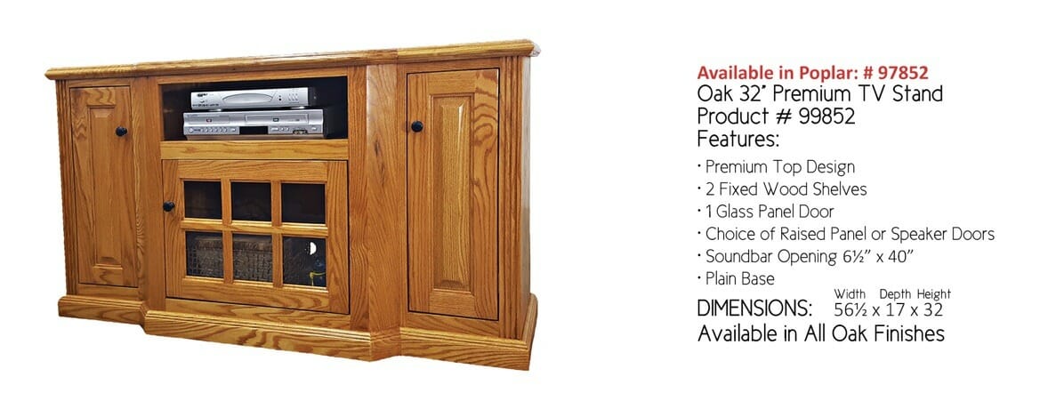 99852 Oak 56 1 2 Inch Wide Tv Stand Unfinished Furniture Of