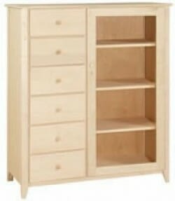 Woodcraft Shaker One Door Six Drawer Armoire Unfinished