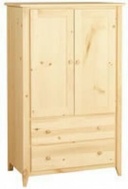 Woodcraft Shaker Two Drawer Two Door Armoire Unfinished