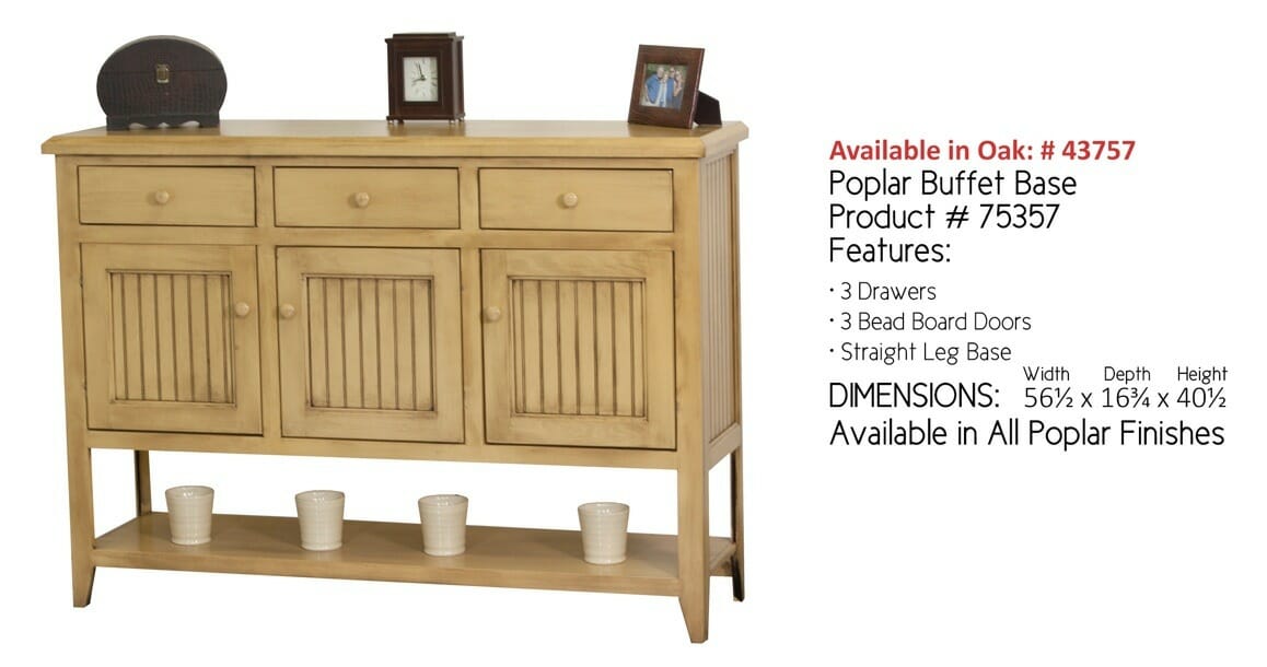 75357 Poplar 56 Inch Wide Buffet Base Unfinished Furniture Of