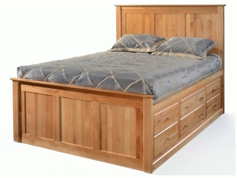 Alder King Shaker Chest Bed, Unfinished King Bed